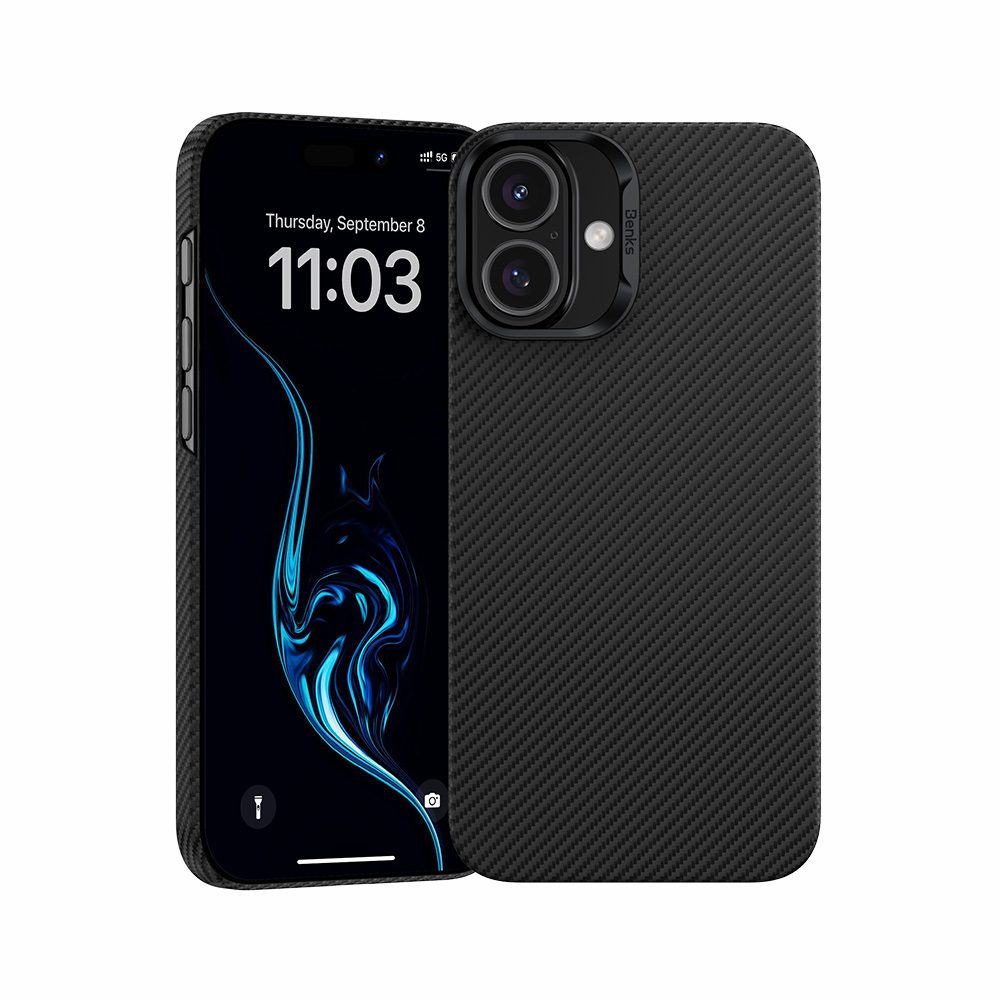Levně Benks Magnetic Armor Air Kevlar obal PC Frame, iPhone 16, černý