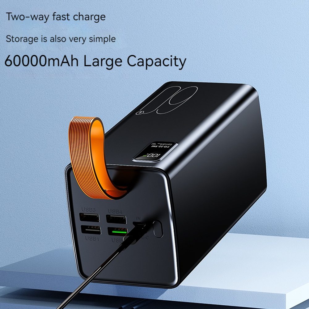 Powerbanka 60000mAh, PD 22,5W, QC3.0, černá