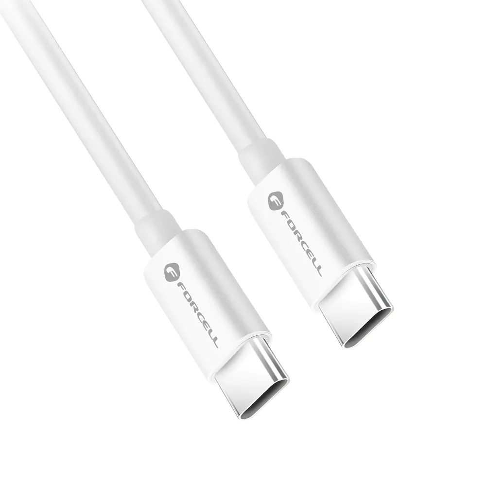 Forcell USB-C-USB-C Kábel, QC4.0, 5A/20V, PD100W, C339, 1 M, Fehér