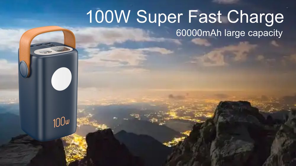 Powerbanka pre notebooky a outdoor 60 000 mAh, 100W + 30W PD, silné LED svetlo, biela