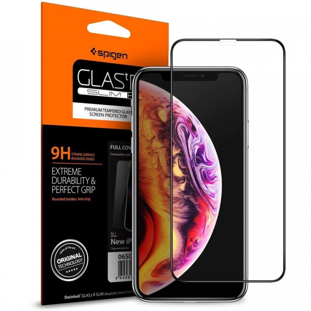 Spigen Full Cover Glass FC Folie De Sticlă Securizată, IPhone XS MAX / 11 Pro Max, Neagră