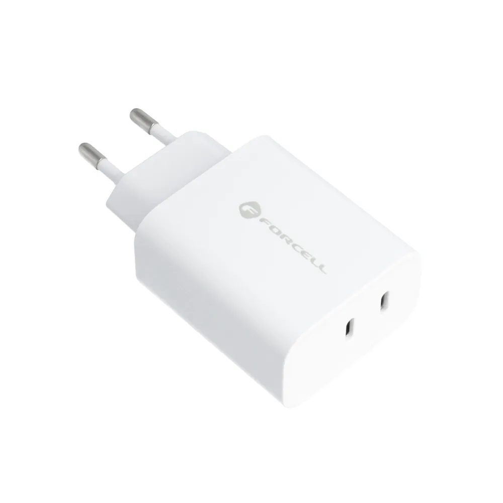 Forcell Adaptér Se Dvěma Konektory USB-C, 3A, 35W S Funkcí Nabíjení PD A QC 4.0