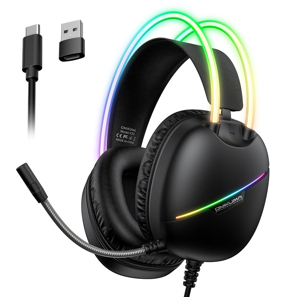 Levně Onikuma X33 Drátová herní sluchátka s mikrofonem USB-C, černá