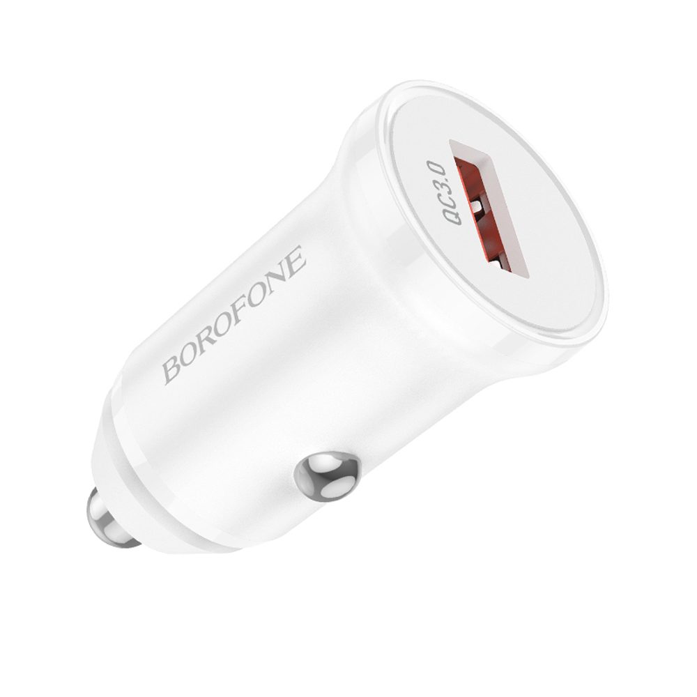 Borofone BZ18 Autós Adapter - USB - QC 3.0 18W, Fehér