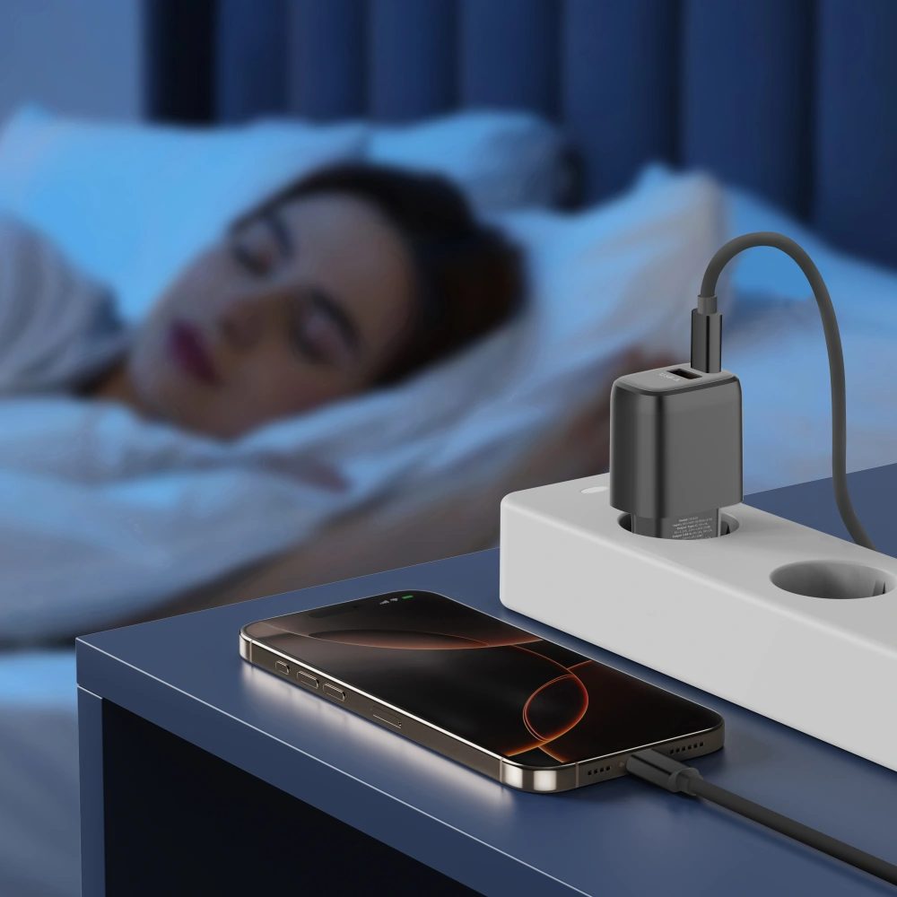 Tech-Protect NCA45W-GAN 2-portová sieťová nabíjačka PD45W / QC 3.0, čierna