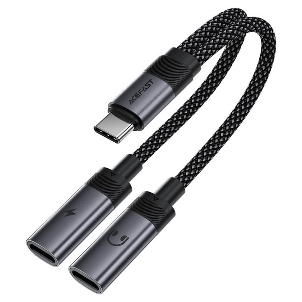 Levně Acefast adaptér (J14), USB-C - 2x USB-C, 60W, Plug&Play, černý