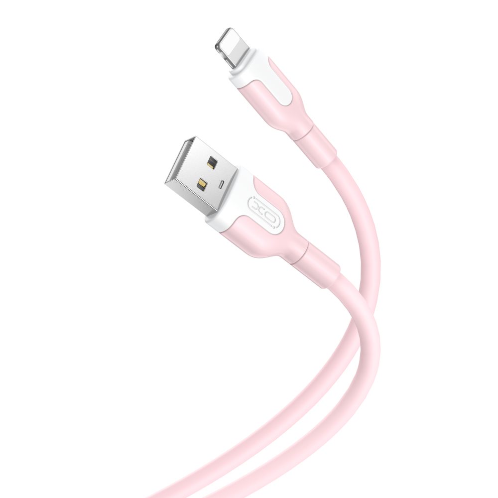 Levně XO kabel NB212 USB - Lightning, 1 m, růžový