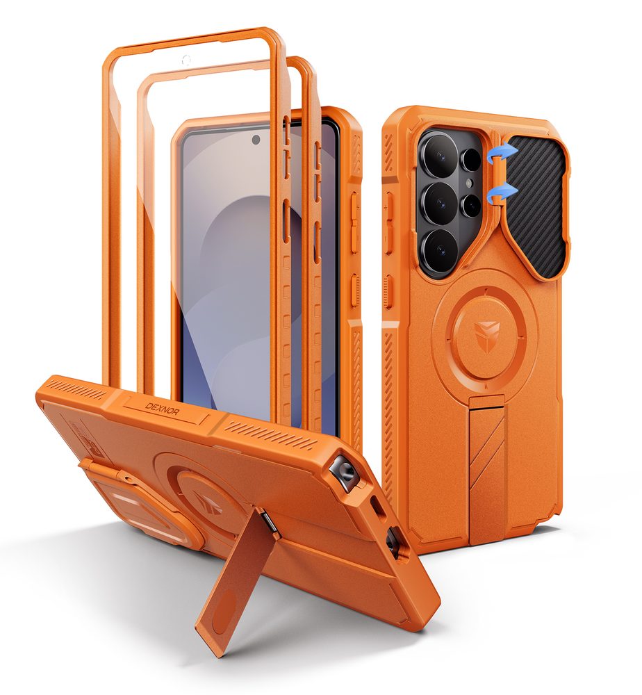 Levně Dexnor MagSafe 360 Kickstand Camprotector obal Samsung Galaxy S26 Ultra, oranžový