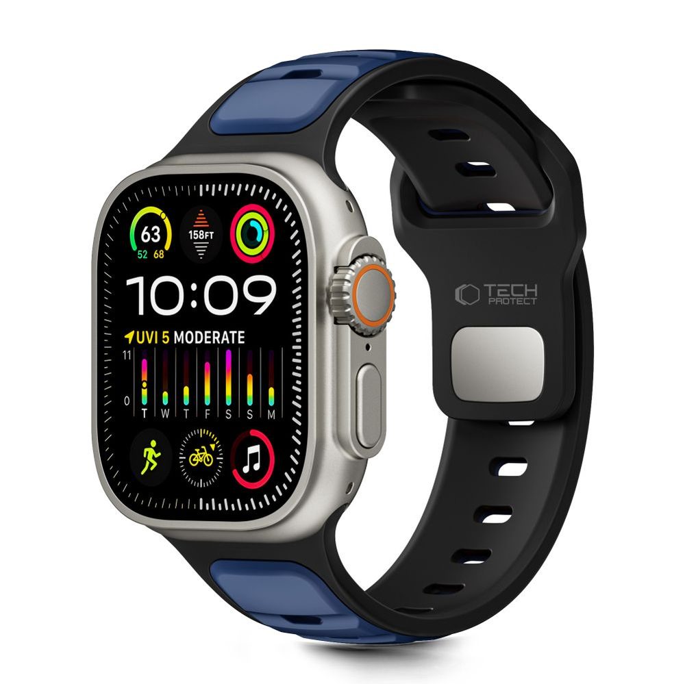 Tech-Protect IconBand Line Apple Watch 8 / 9 / 10 / 11 / SE / Ultra (44 / 45 / 46 / 49 mm), fekete / kék