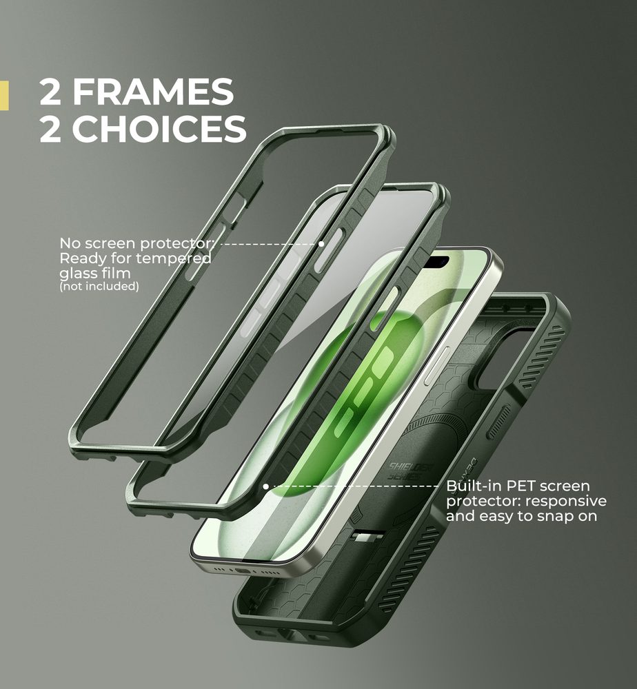 Dexnor MagSafe 360 Kickstand Camprotector obal iPhone 15, zelený