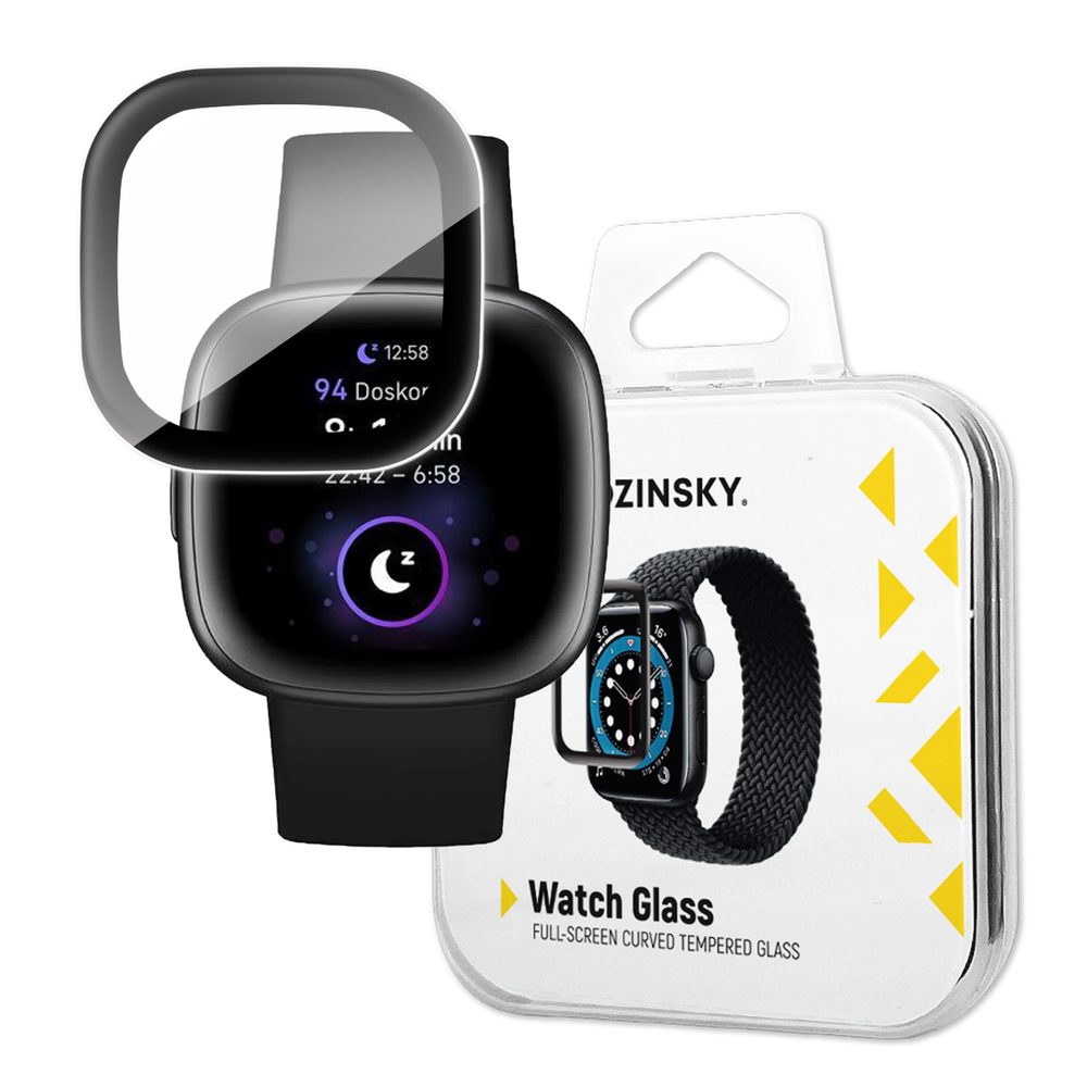 Wozinsky Watch Glass Hibrid üveg, Google Fitbit Versa 4, Fekete