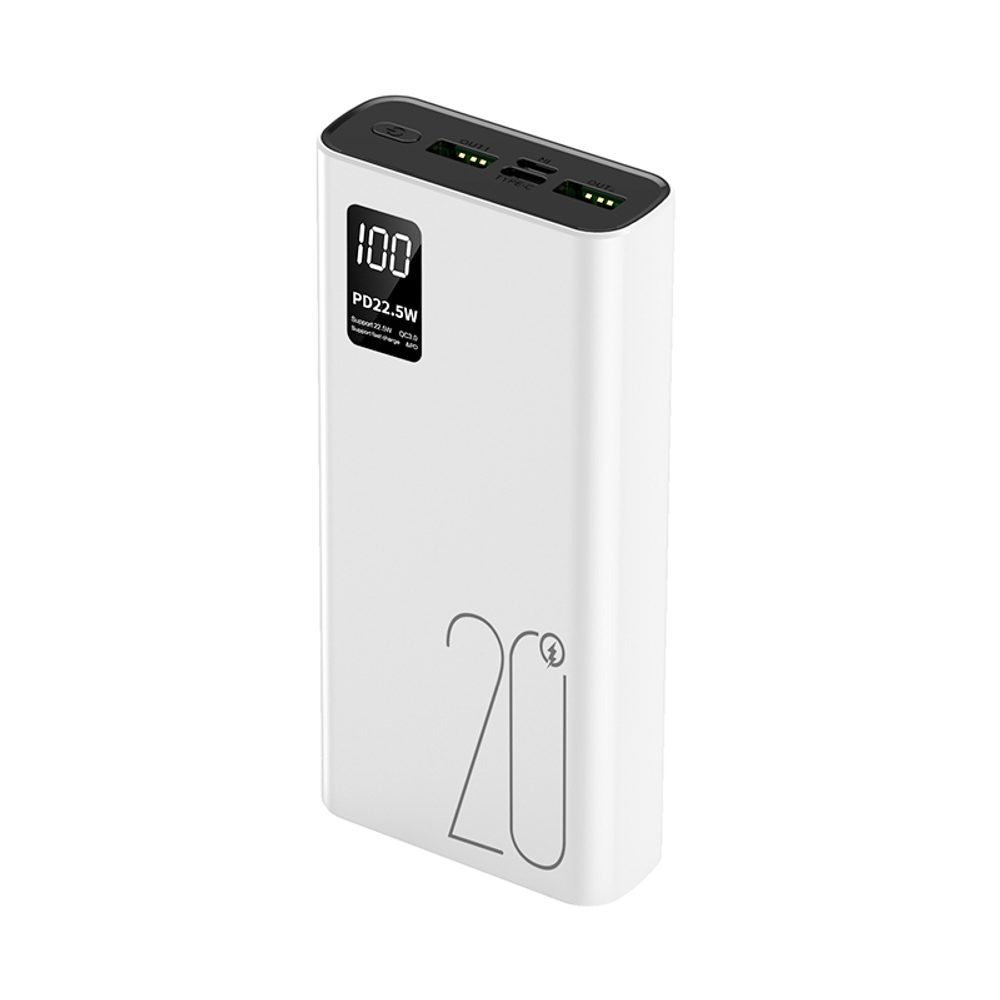 Levně Powerbanka 20000mAh, PD 22,5W, QC3.0, bílá