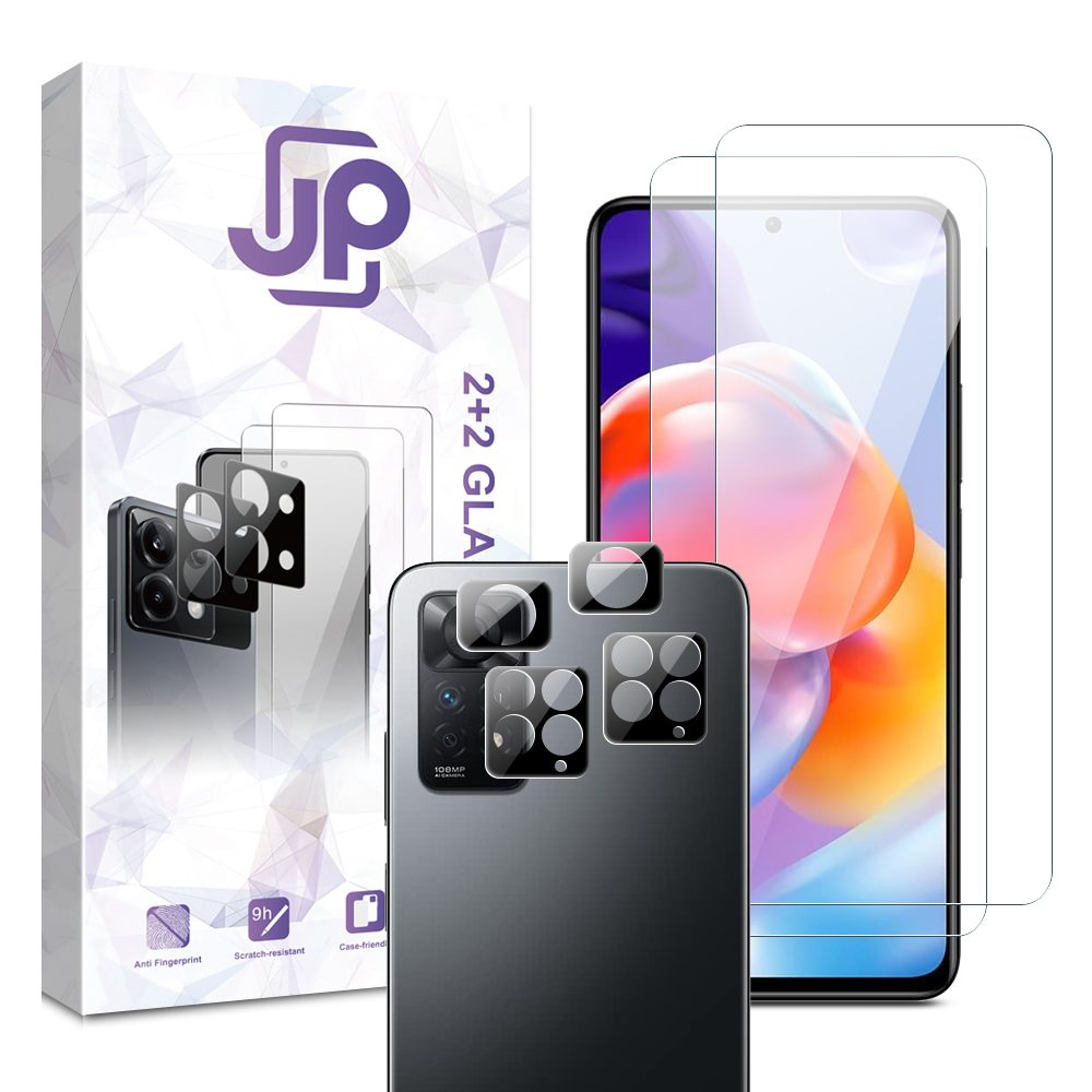 JP Combo pack, Sada 2 tvrzených skel a 2 sklíček na fotoaparát, Xiaomi Redmi Note 11 Pro