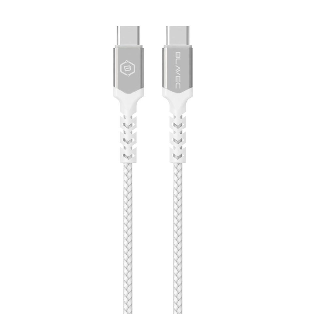 Blavec kábel USB-C - USB-C, PD, 60W, 3A, 0,25 m, bielo-strieborný