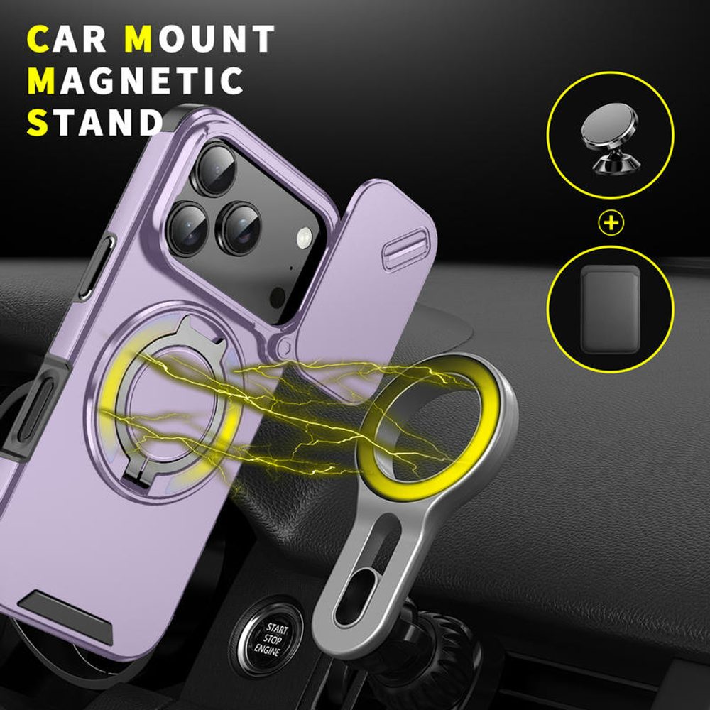 Camslide Stand obal, iPhone 17 Pro, fialový