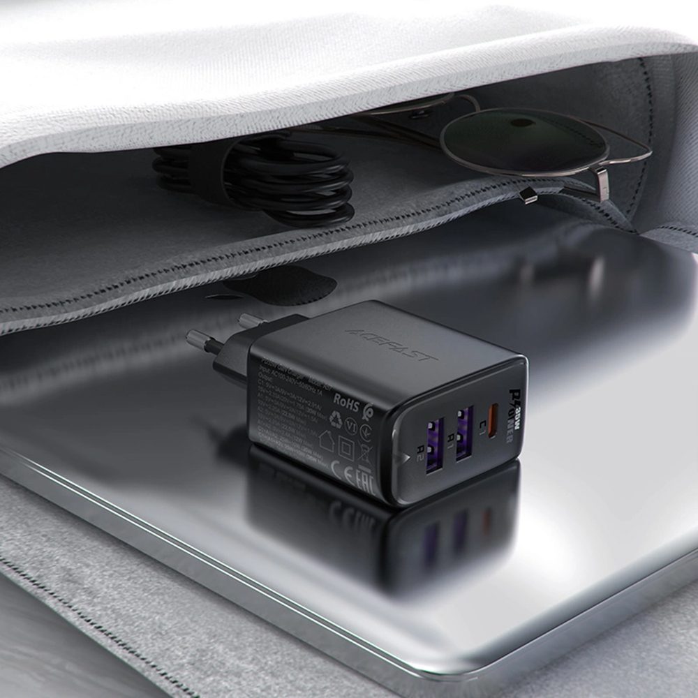 Acefast nabíjačka A57 GaN, PD 35W, 2x USB + USB-C, čierna