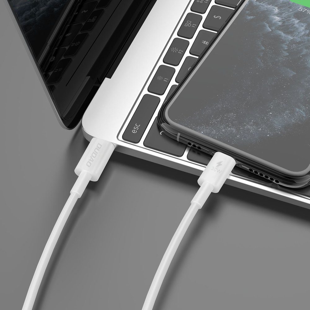 Dudao USB-C- Lightning, 30W, PD, 1m, Alb