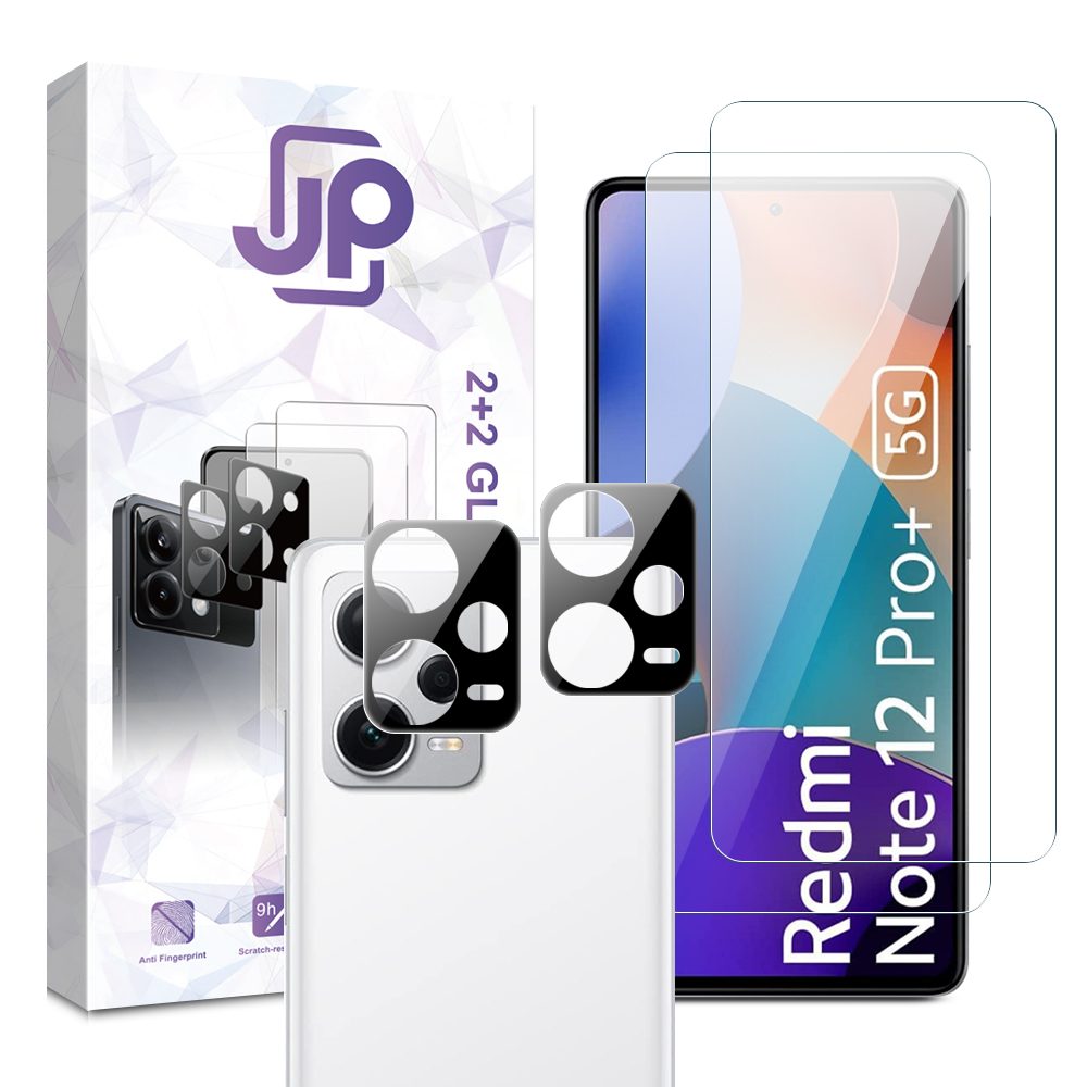JP Combo pack, Sada 2 tvrzených skel a 2 sklíček na fotoaparát, Xiaomi Redmi Note 12 Pro Plus