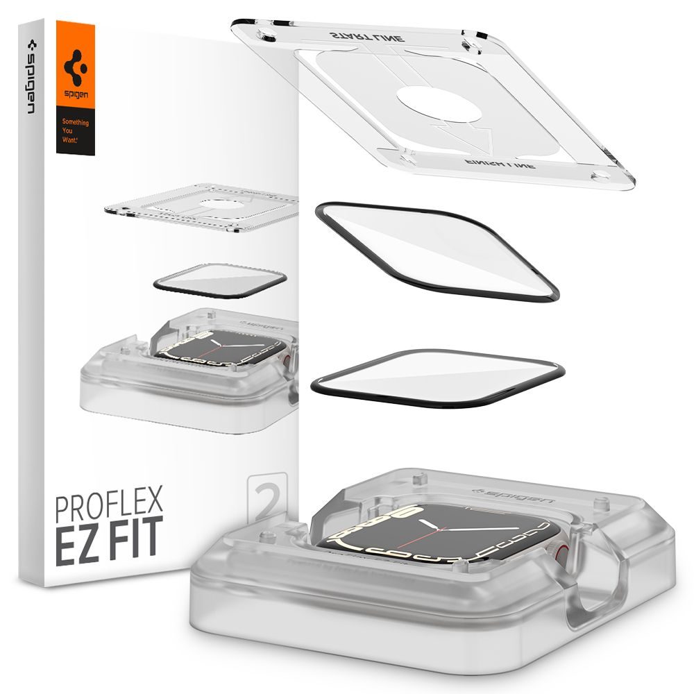 Spigen ProFlex EZ Fit 2 Edzett üveg, Apple Watch 7 / 8 / 9, 45 Mm