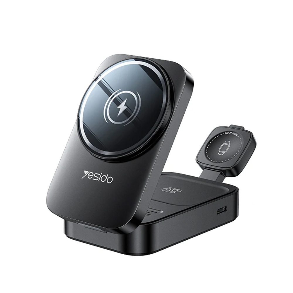 Yesido Vezeték nélküli töltőállomás 3az1-ben (DS27) iPhone, Apple Watch, AirPods készülékekhez, fekete