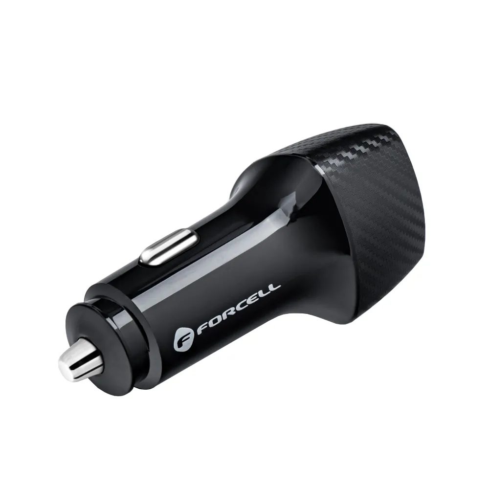 Forcell Carbon Car Adapter, 2x USB-C 3.0 PD20W, CC50-2C, črn