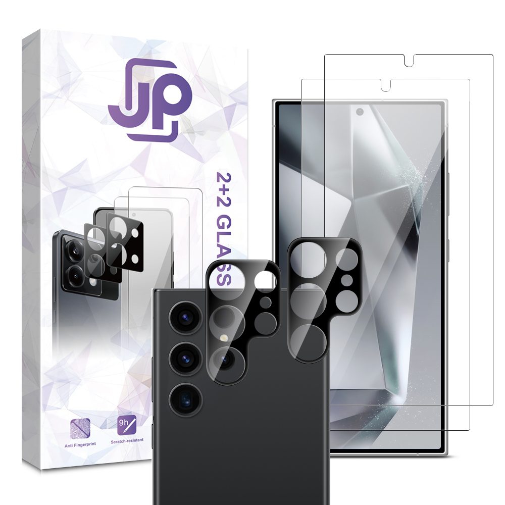 JP Combo pack, Sada 2 tvrzených skel a 2 sklíček na fotoaparát, Samsung Galaxy S24 Ultra