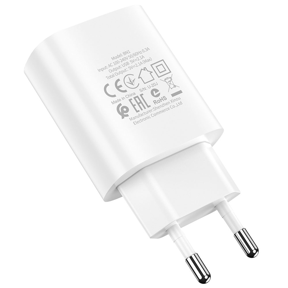 Borofone nabíjačka BN1 Innovative - USB - USB C, 2,1A, biela