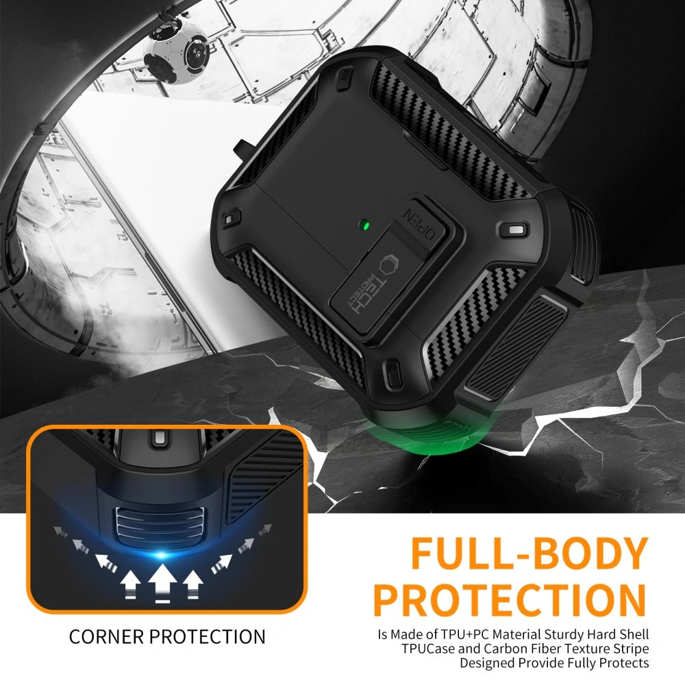 Tech-Protect Carbonox MagSafe puzdro, Apple AirPods Pro 3, čierne