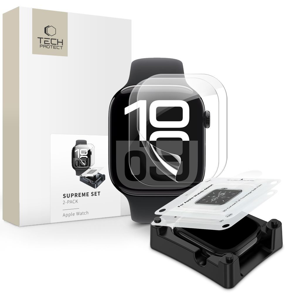 Tech-Protect Supreme szett, hidrogél fólia, Apple Watch 10, 46 mm, 2 db