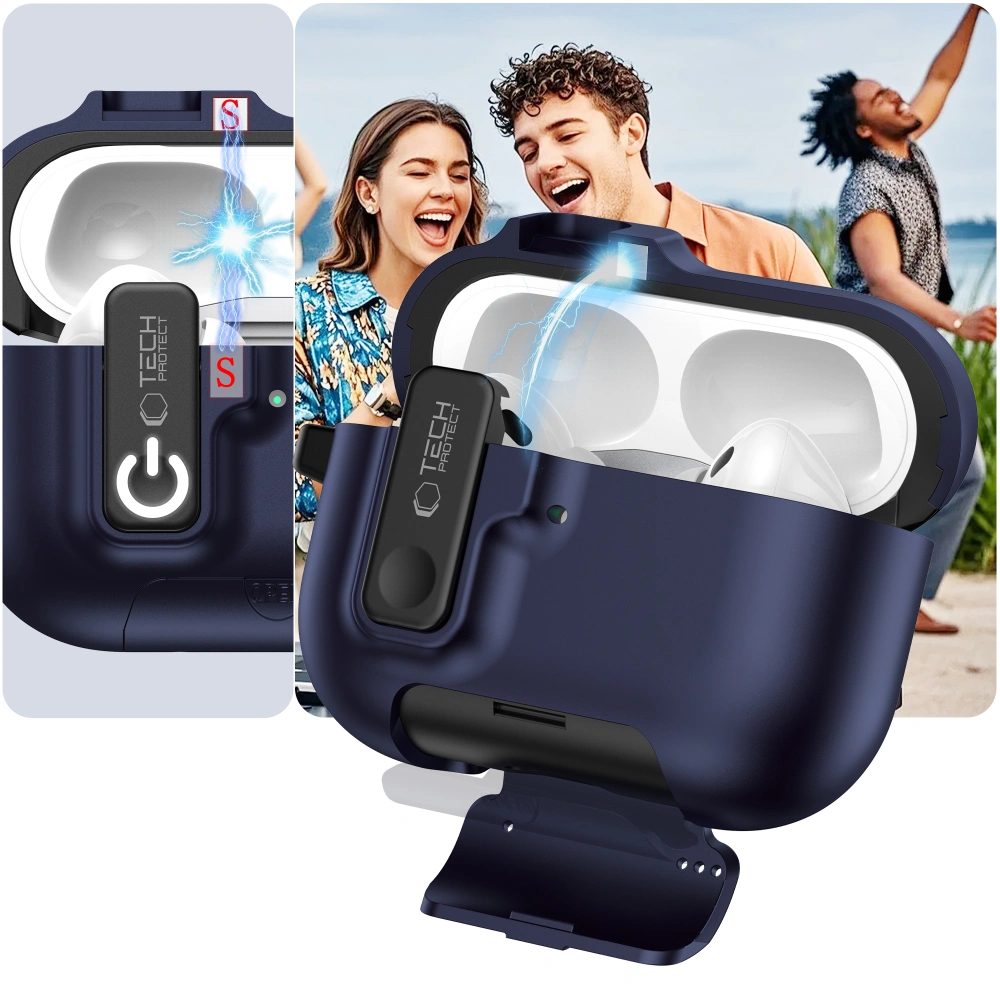 Tech-Protect Slim Hook puzdro, Apple AirPods Pro 3, modré