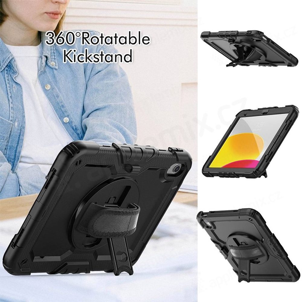 JP Solid360 obal na tablet, iPad 10.9 2022 / iPad 11 2025, čierny