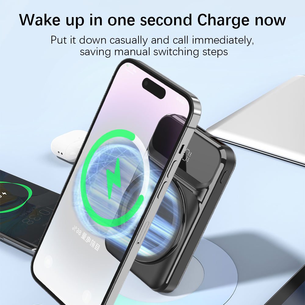 MagSafe 15W bezdrôtová PowerBanka, 10 000 mAh s 3 integrovanými káblami, veľkosť S, čierna