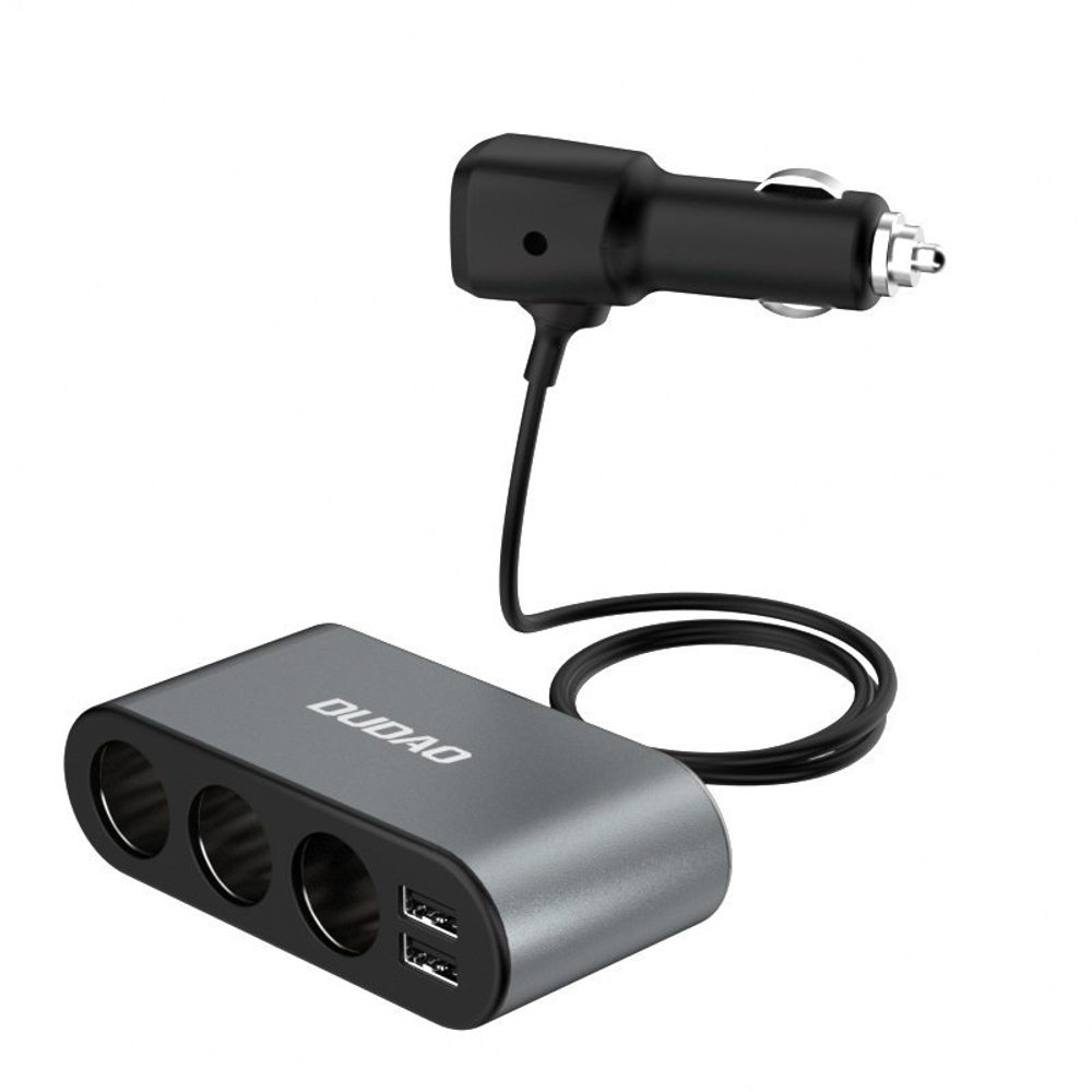 Dudao Autós Töltő 2x USB / 3x Szivargyújtó Hub Fekete (R1Pro Fekete)