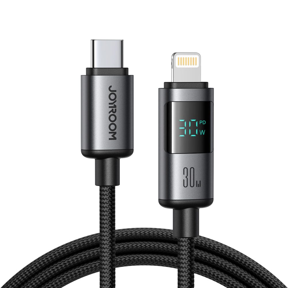 Levně Joyroom S-A16 Pro Prism Series kabel USB-C – Lightning s displejem, 30W, 1,2 m, černý