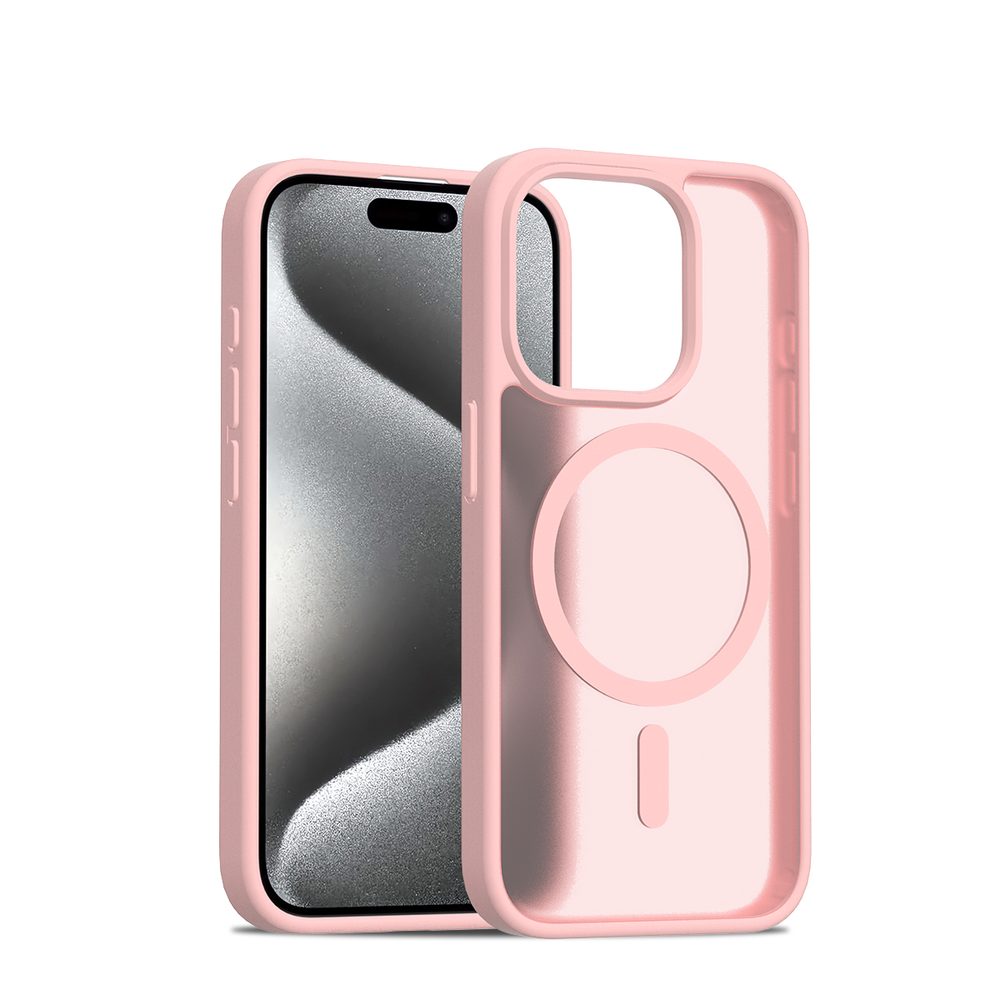 JP MagFit Colour MagSafe tok N52 mágnessel, iPhone 15 Pro, világos rózsaszín