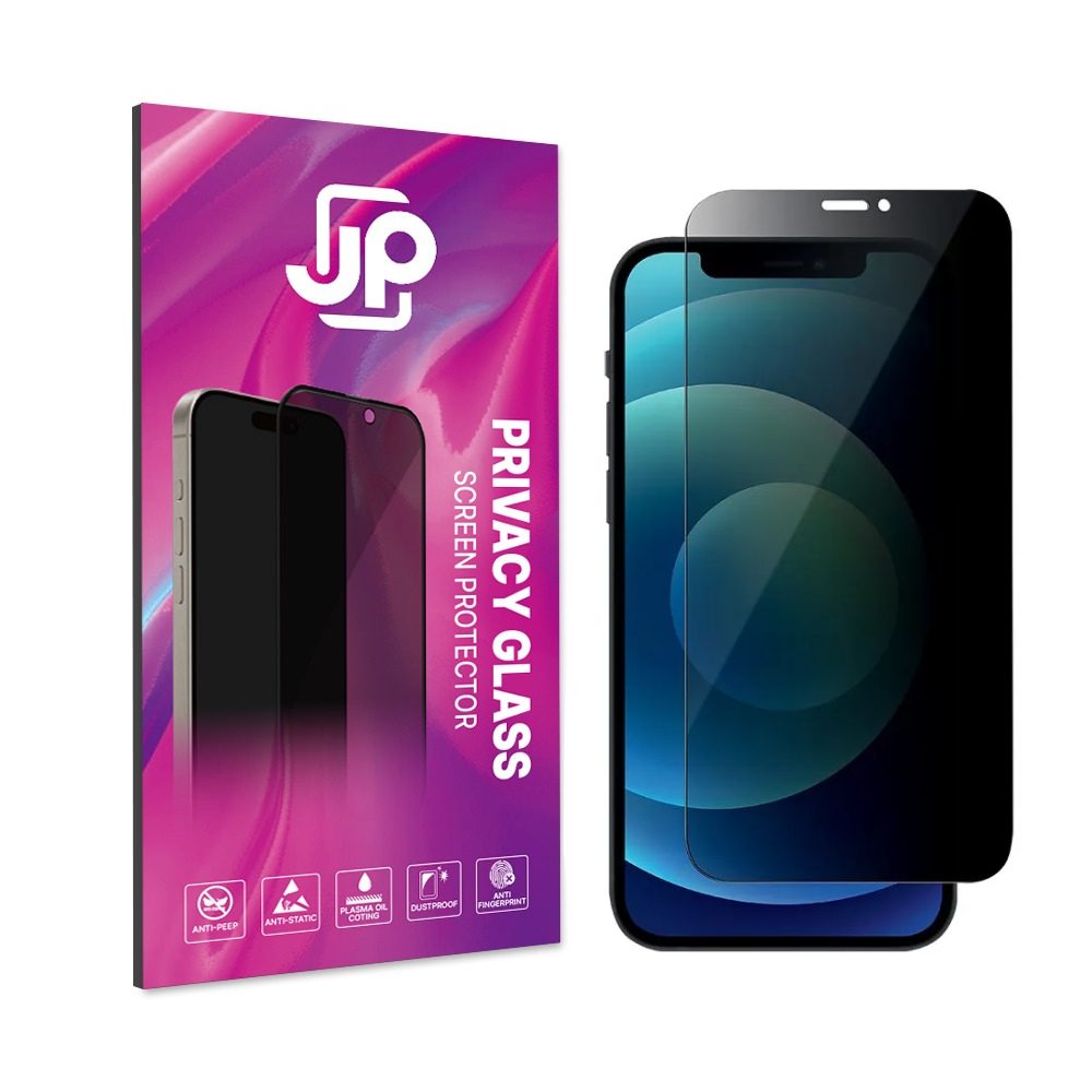 Levně JP Privacy Tvrzené sklo, iPhone 12 / 12 Pro, černé