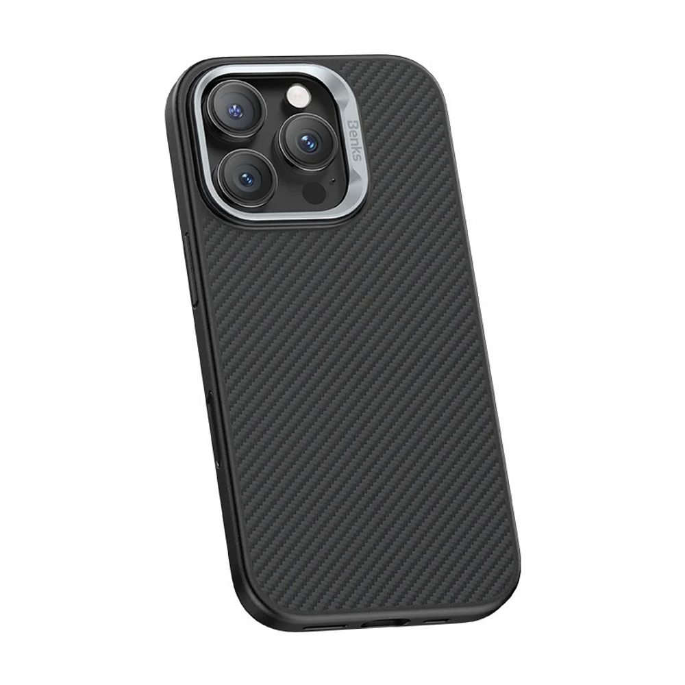 Benks Magnetic Armor Pro Kevlar obal Metal Frame, iPhone 16 Pro Max, čierny