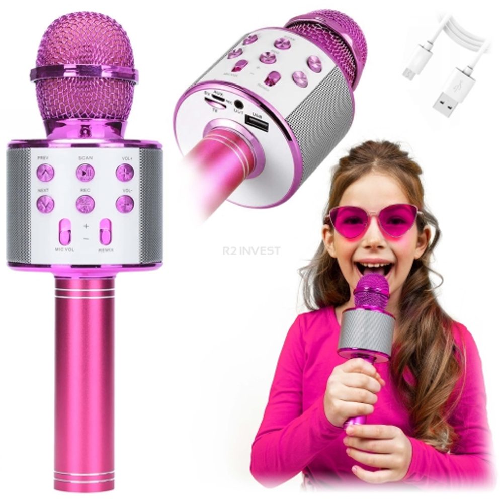 Karaoke Mikrofón WS858, Ružový
