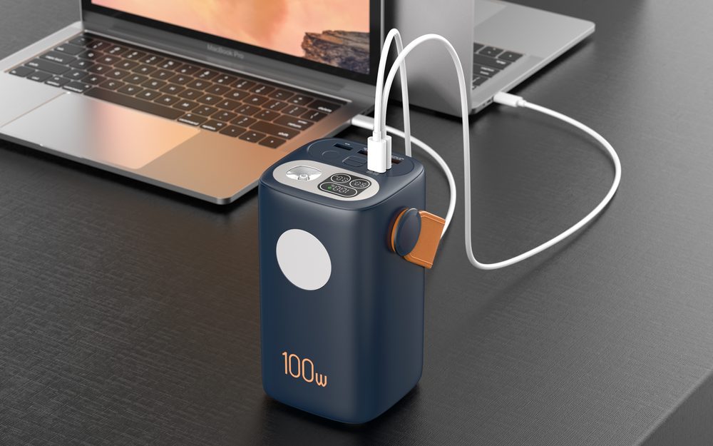 Powerbanka pre notebooky a outdoor 60 000 mAh, 100W + 30W PD, silné LED svetlo, biela