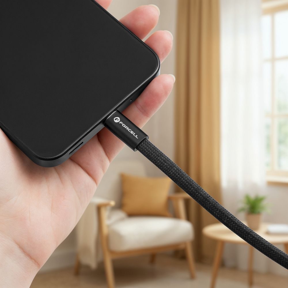 Forcell F-Energy kábel USB-C - USB-C, QC4.0, PD, 5A, 100W, 1,2 m, čierny