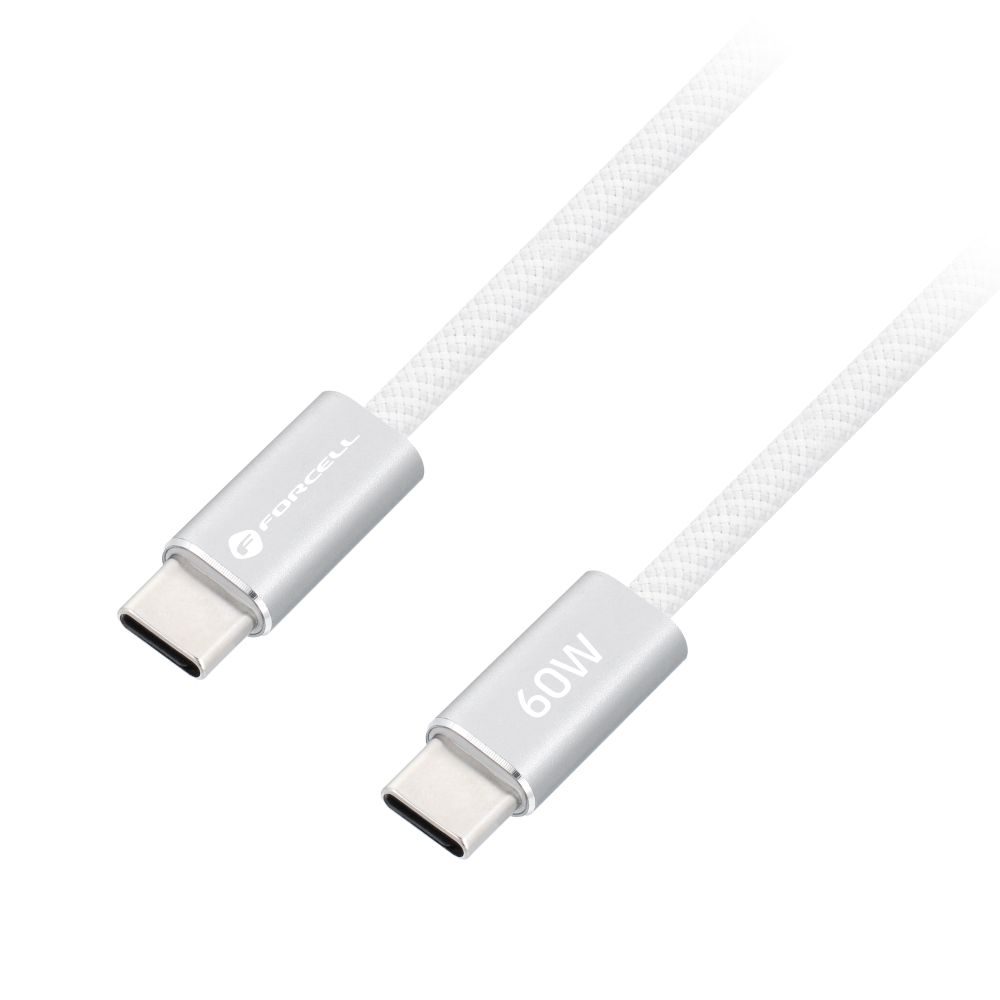 Forcell F-Energy kábel USB-C - USB-C, QC4.0, PD, 3 A, 60 W, 1,2 m, biely