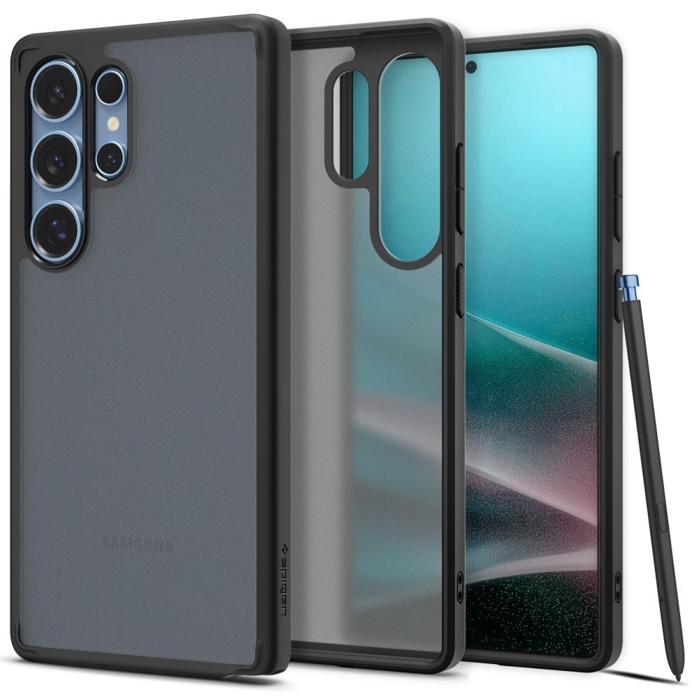 Spigen Ultra hibrid tok mobiltelefonhoz, Samsung Galaxy S25 Ultra, fekete