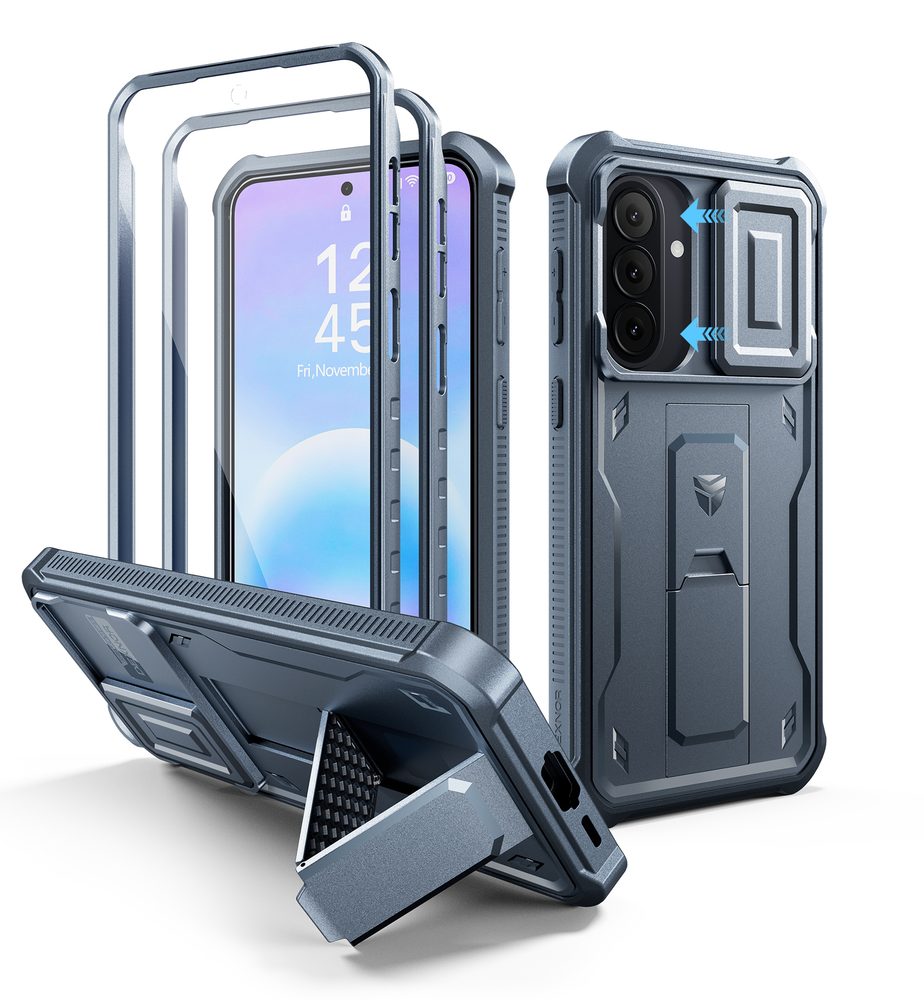 Husa Dexnor 360 Kickstand Camprotector Samsung Galaxy A57, albastru