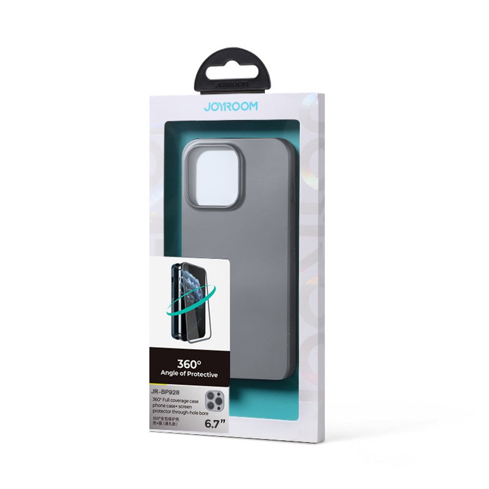 Husă Joyroom 360 Full Case + Folie De Sticlă Securizată, IPhone 13 Pro MAX, Gri