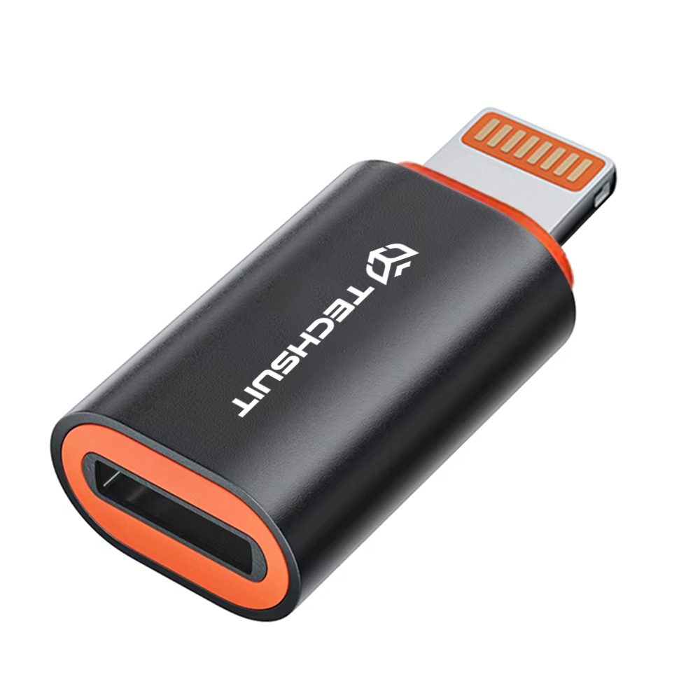 Levně Techsuit Premium OTG adaptér HyperPort (A3) USB-C - Lightning, černooranžový