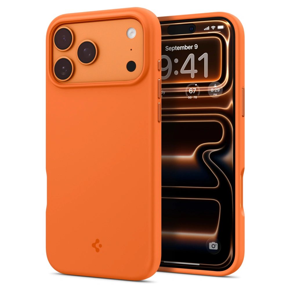 Levně Spigen Silicone Fit Mag MagSafe, iPhone 17 Pro Max, oranžový