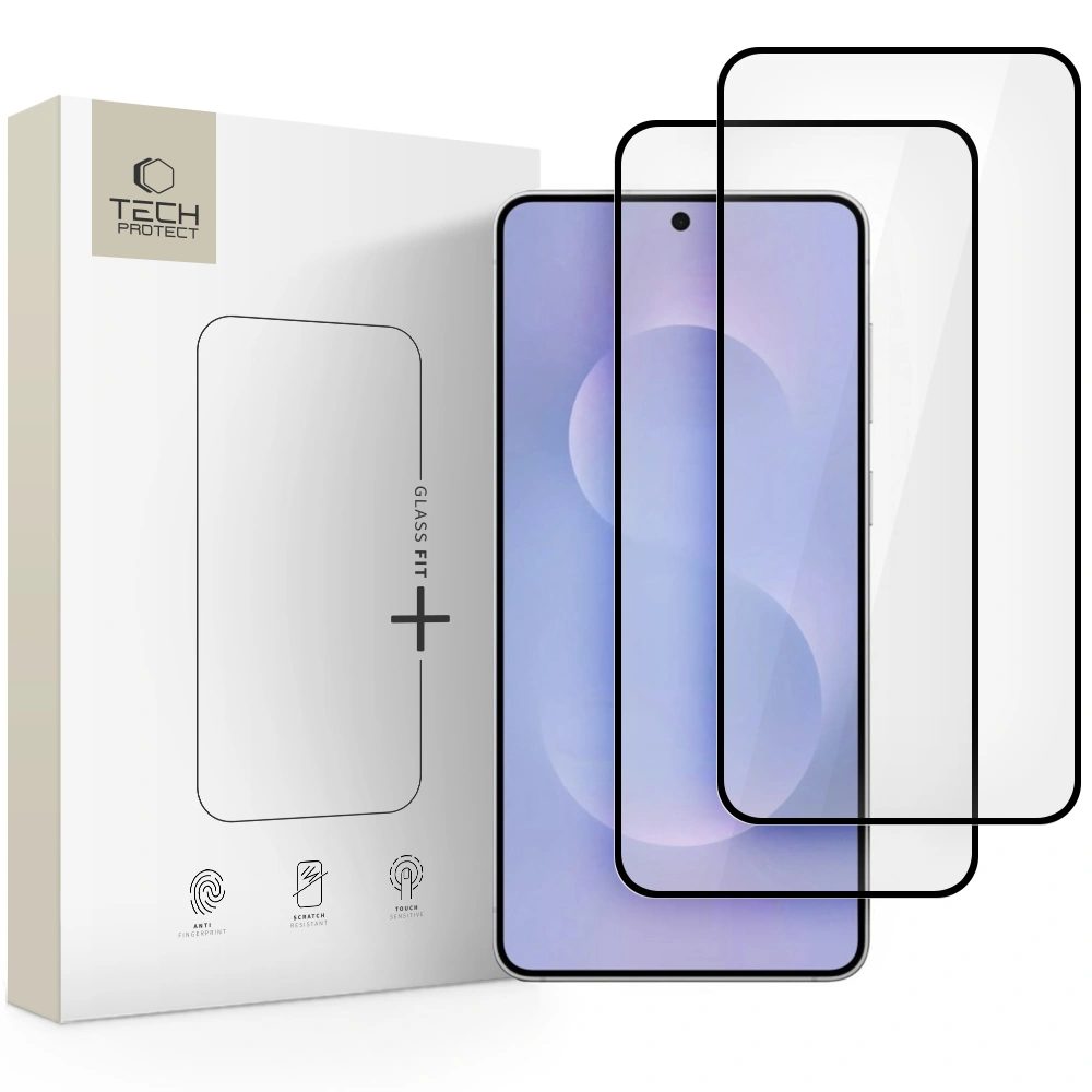 Tech-Protect Tvrzené sklo Fit+ Samsung Galaxy S25 Edge, černé, 2 kusy