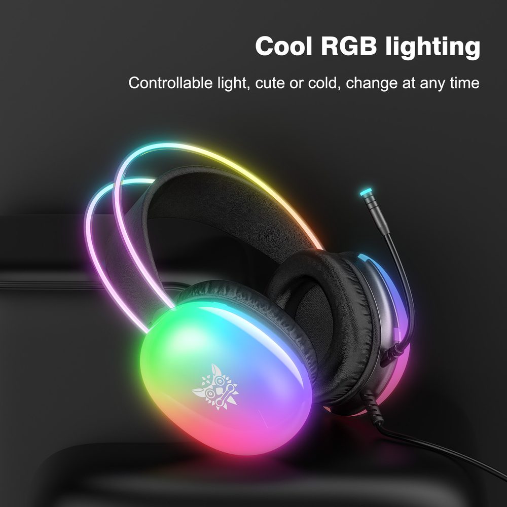 Onikuma X25 Herné slúchadlá s mikrofónom, RGB, čierna