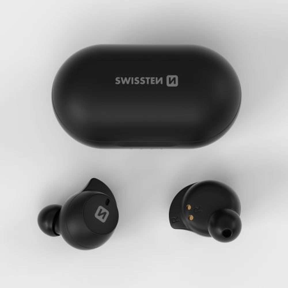 Căști Swissten Bluetooth TWS Stonebuds, Negre