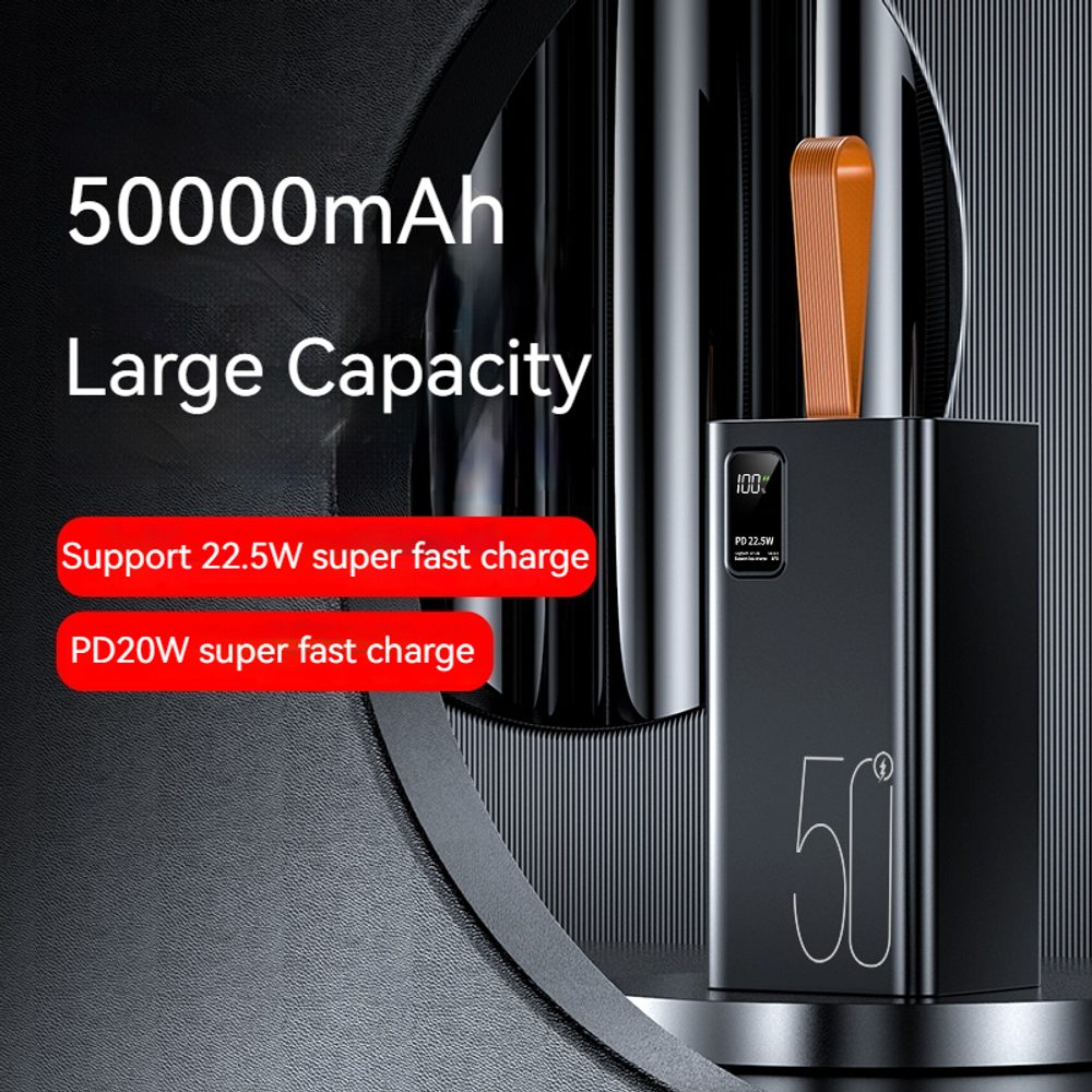 Powerbanka 50000mAh, PD 22,5W, QC3.0, černá